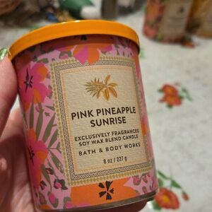 Nwt Bath & Body Works Pink Pineapple Sunrise Jar Candle - Pink & Orange